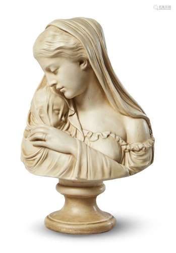 Italian School, a painted composition bust of a Mother and Child, 20th century, with indistinct