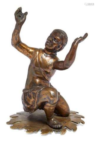 A North Italian bronze model of a kneeling moor, in the manner of Pietro Tacca, probably late 17th