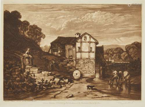 Sir Frank Short RA PPRE, British 1857-1945- Water Mill, after J M W Turner RA, 1885; mezzotint