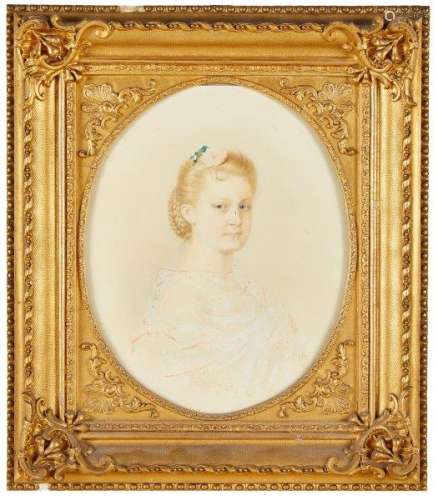 Carl Goebel, Austrian 1824-1899- Portrait of a girl, traditionally held to be Friederike von