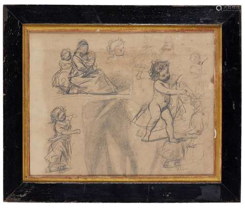 British School, early 19th century- Studies of a mother and child and of a putto, (recto, Mother