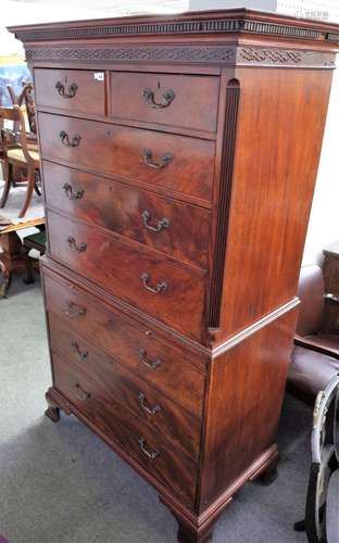 A George III mahogany chest on chest,