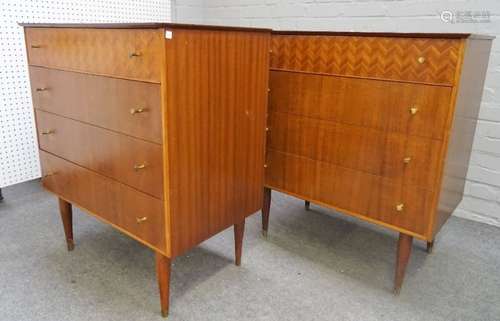 Uniflex Unit Furniture; a pair of 20th century walnut chests, each with four long drawers,