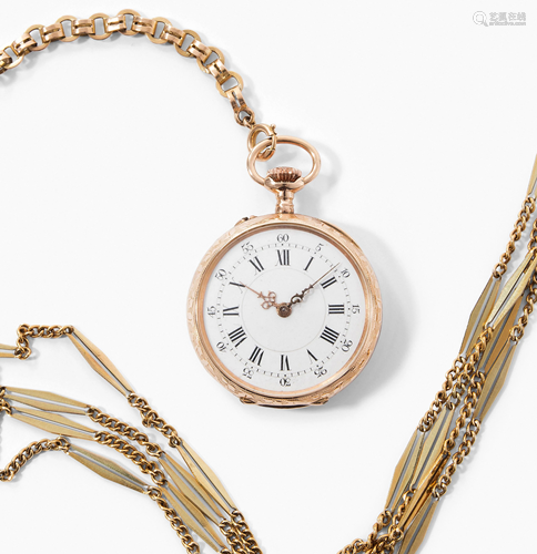 Tic! Tac! Suisse Damen-Taschenuhr mit 2 Ketten, um 1900