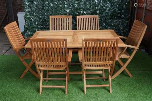 Hartman selection; a slatted hardwood folding rectangular garden table, 158 long x 100cm wide,