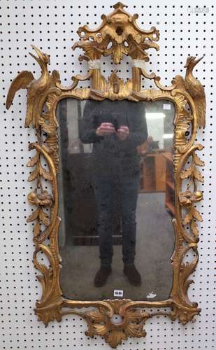 A George III Chinese Chippendale style upright wall mirror,