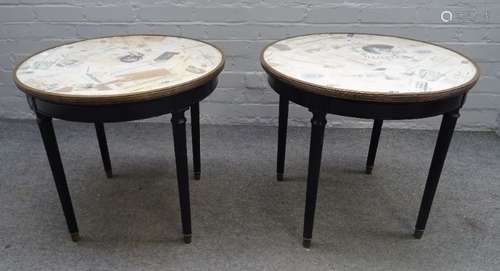 A pair of Louis XVI style occasional tables,