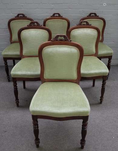 A set of six 19th century mahogany framed dining chairs,