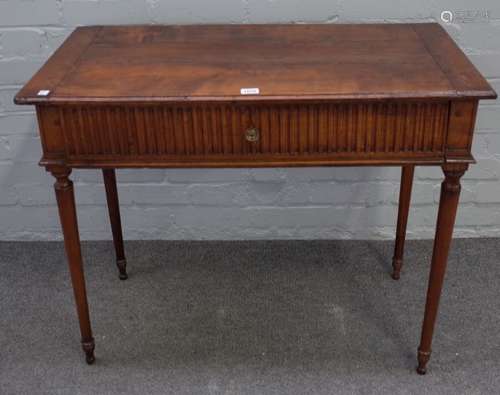 A 19th century French single style drawer side table on turned supports, 86cm wide x 71cm high.