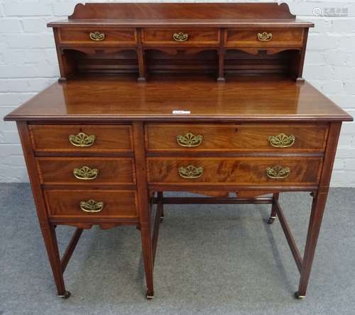 An Edwardian inlaid mahogany writing desk,