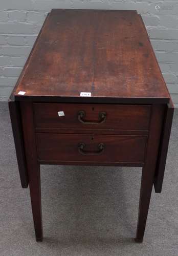 A George III mahogany drop flap supper table with dummy side and pair of end frieze drawers on