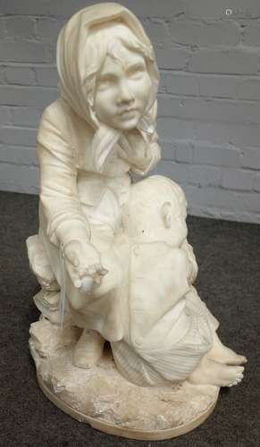 J. Durham, English 1814-77, a carved alabaster figure