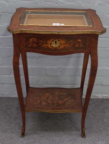 A late 19th century French gilt metal mounted marquetry inlaid kingwood bijouterie table,