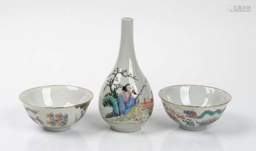 A Chinese famille- rose pear shaped vase, 20th century,