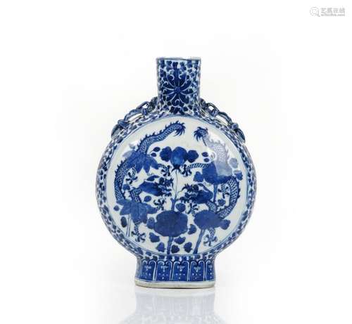 A Chinese blue and white moonflask, late 19th/early 20th century,