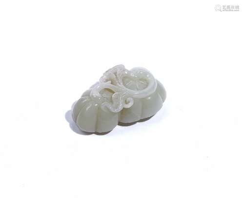 A Chinese pale celadon jade carving of lotus pods, Qing dynasty, 7cm wide.