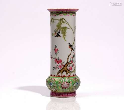 A Chinese famille-rose vase, iron-red Qianlong seal mark but later,