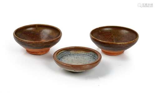 A pair of Chinese brown glazed tea bowls, Song dynasty or later,