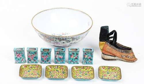 A group of Canton enamels, 20th century,