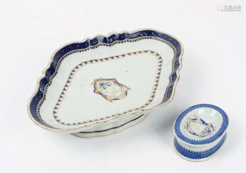 A Chinese export porcelain oval salt, circa 1790,