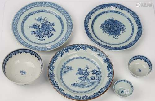 A group of Chinese blue and white export porcelain, 18th/early 19th century,