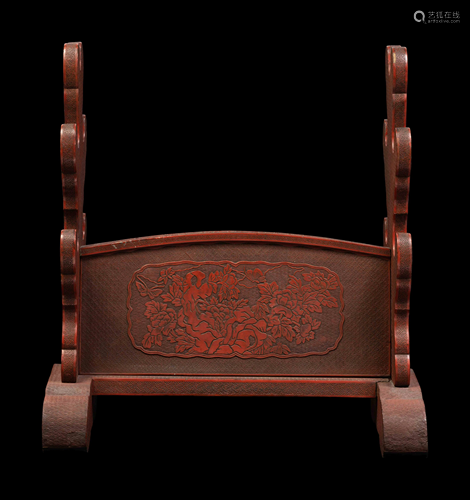 A Carved Red Lacquer Sword Stand