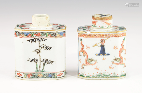 A PAIR OF CHINESE FAMILLE VERTE TEA CADDIES