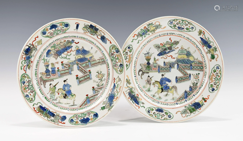 A PAIR OF CHINESE FAMILLE VERTE PLATES, KANGXI PERI…