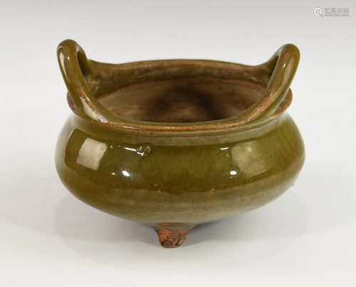 A CHINESE TEADUST MONOCHROME GLAZE CENSER, QI…