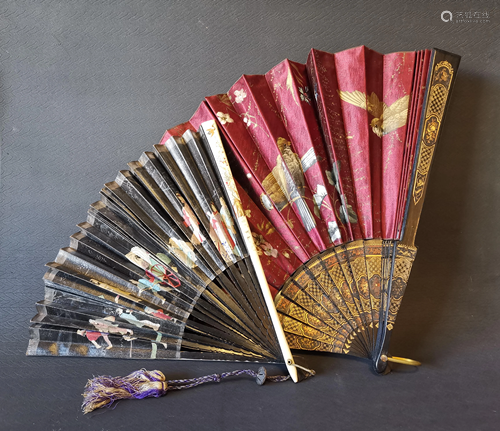 TWO 19TH CENTURY FOLDING FANS