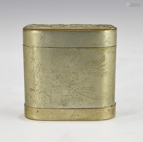 A CHINESE PAKTONG TOBACCO BOX, 19TH CENTURY