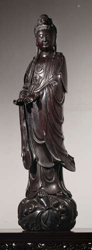 XIAOYE ZITAN WOOD GUANYIN BUDDHA STAND