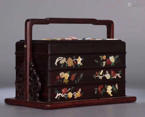 XIAOYE ZITAN WOOD GEM DECORATED BOX