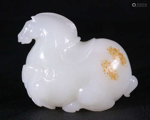 XINJIANG HETIAN JADE SEED CARVED HORSE PENDANT