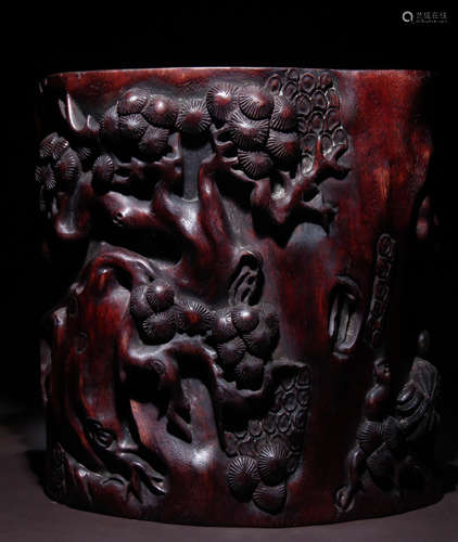 CHENXIANG WOOD CARVED BRUSH POT