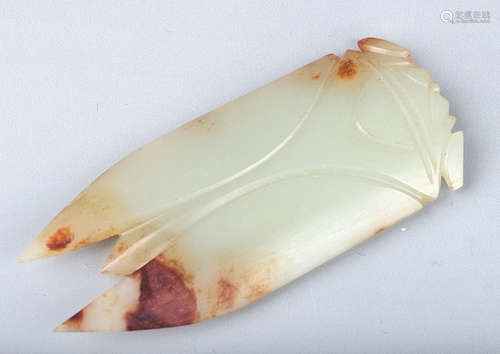 HETIAN JADE CARVED CICADA