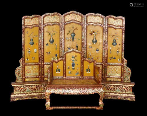 LACQUER GEM DECORATED SCREEN