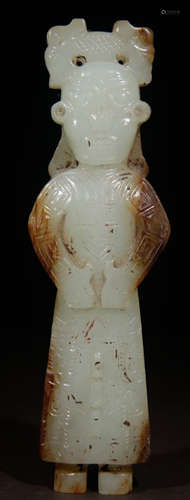 ANTIQUE JADE CARVED FIGURE PENDANT