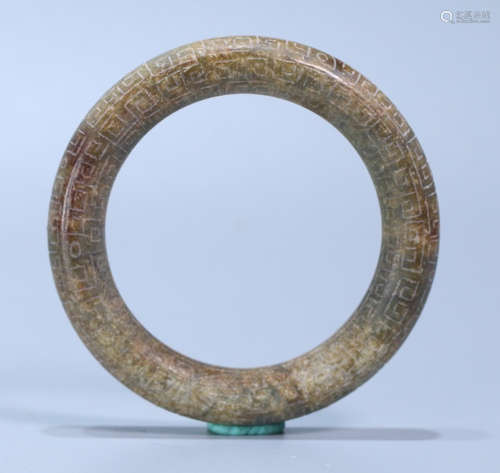 ANTIQUE JADE CARVED BANGLE