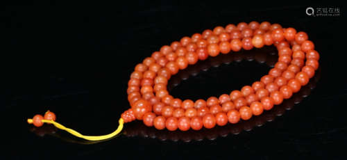 SOUTH RED AGARE STRING NECKLACE WITH 108 BEADS