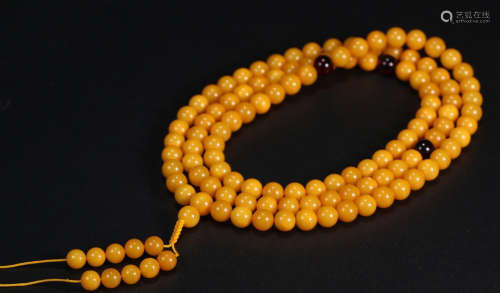 AMBER STRING NECKLACE WITH 108 BEADS