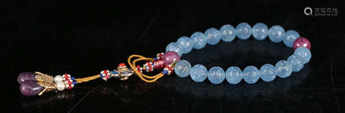 AQUAMARINE BRACELET WITH 18 BEADS