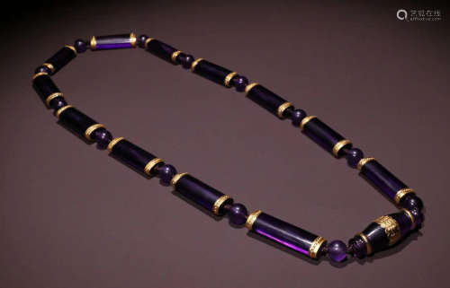 AMETHYST WRAPPED WITH GOLD NECKLACE
