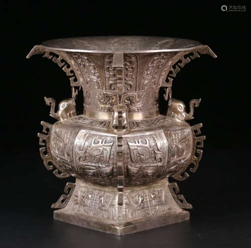 SILVER CAST VASE