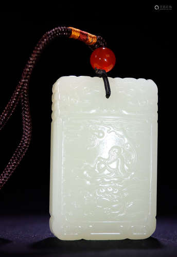 HETIAN JADE CARVED STORY PATTERN ABLET