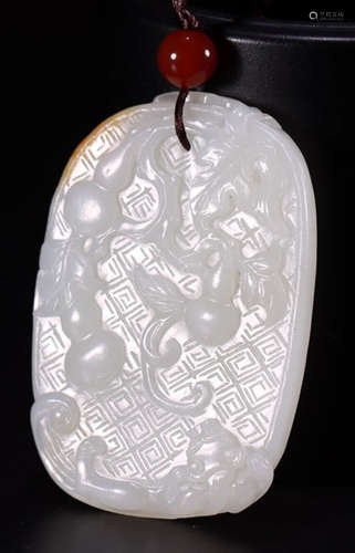 HETIAN JADE CARVED DRAGON TABLET