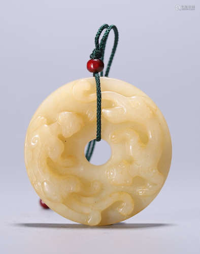 HETIAN JADE CARVED DRAGON PATTERN PENDANT