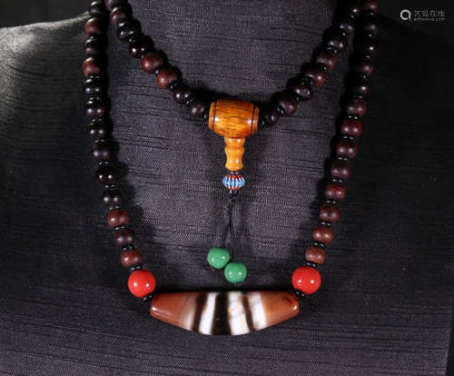 TIBETAN XIAOYE ZITAN WOOD STRING NECKLACE