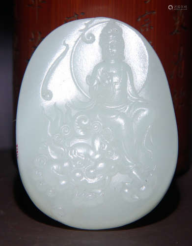 HETIAN JADE BUDDHA PATTERN PENDANT