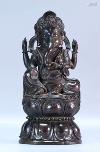 ZITAN WOOD CARVED GANESHA STATUE